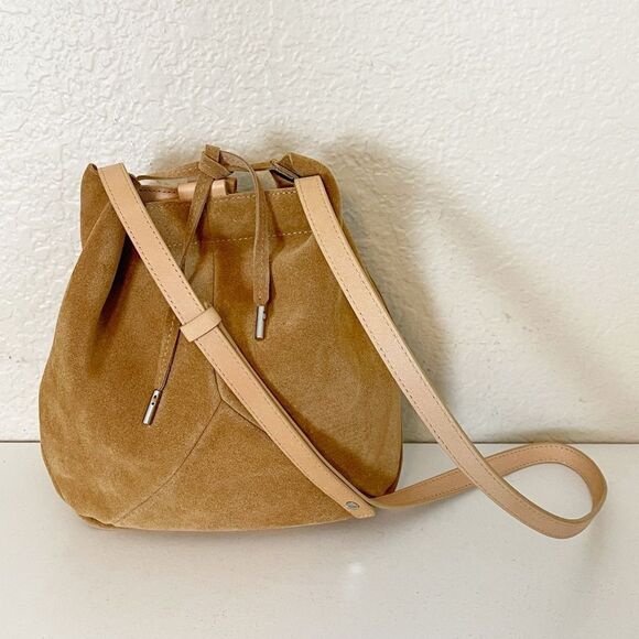 Ecco purse in brown suede Leather Crossbody hobo bucket Bag - Picture 5 of 11